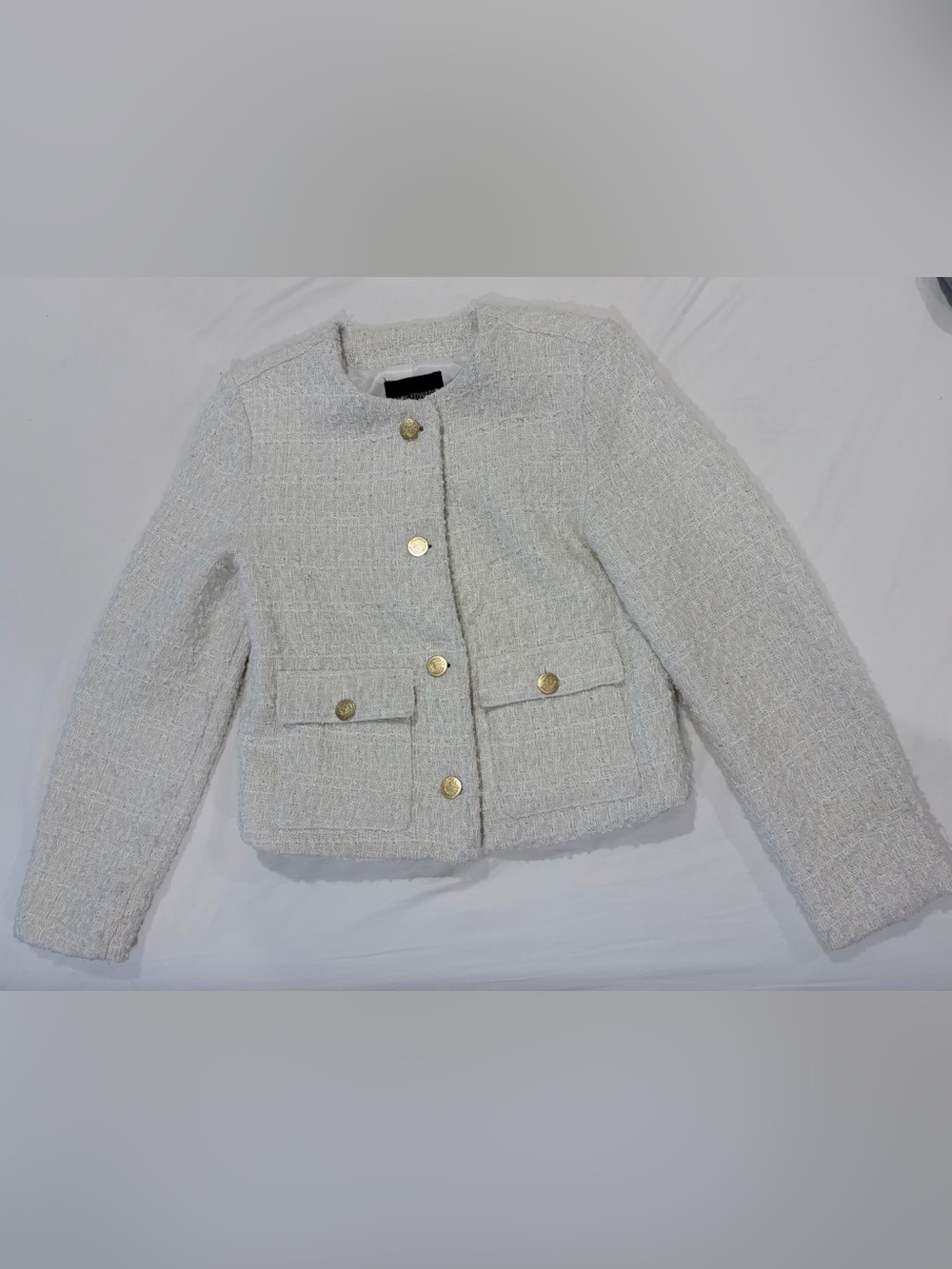 Mark Edwards Classic Textured Ivory Tweed Jacket for Kids